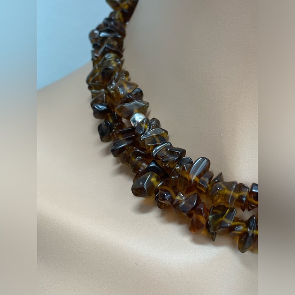 Early Silpada VERY RARE 2-Strand Sterling & Amber Bead Toggle Clasp Necklace - Picture 3 of 16
